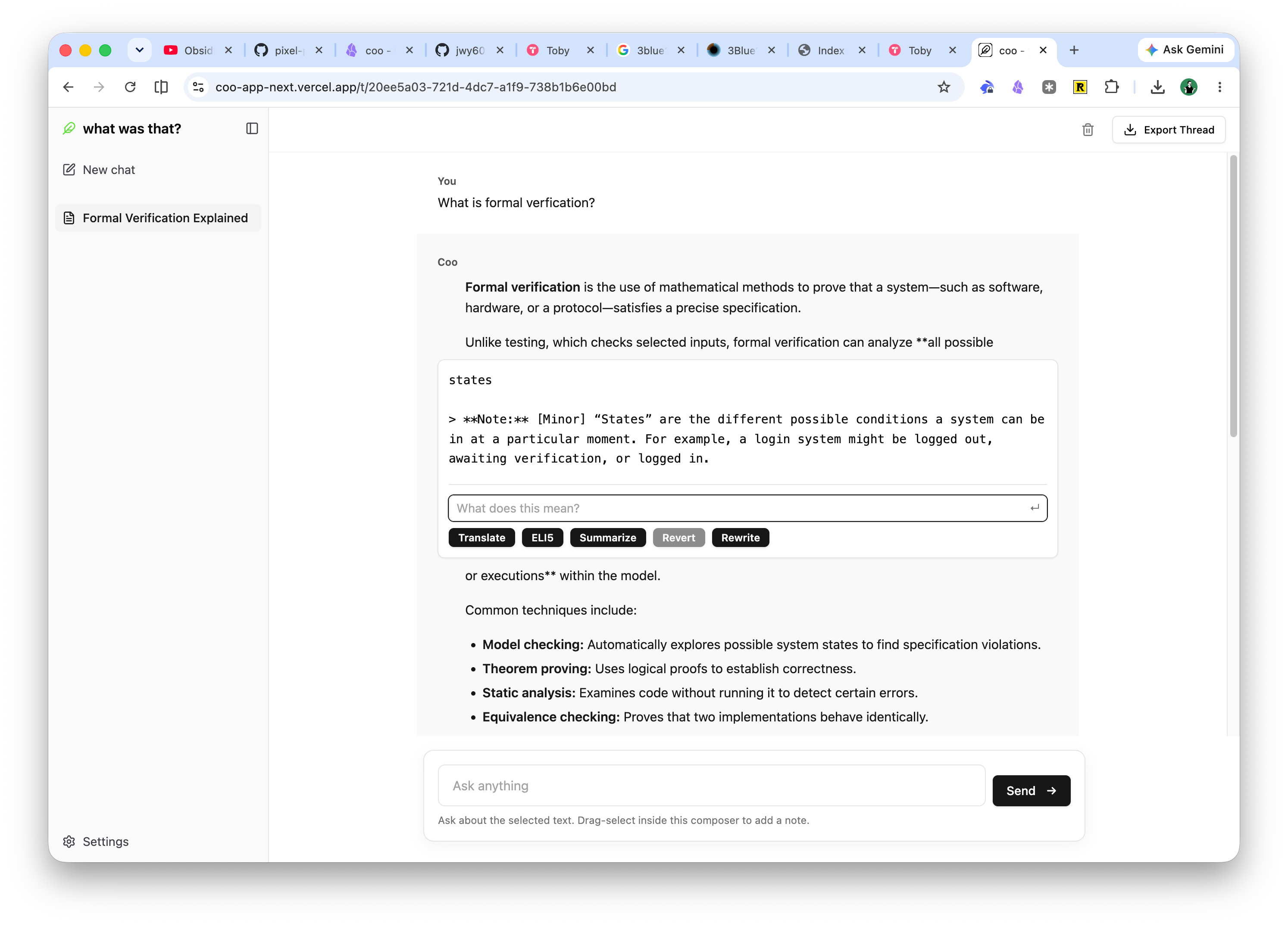 Asking coo about a particular word output by LLM